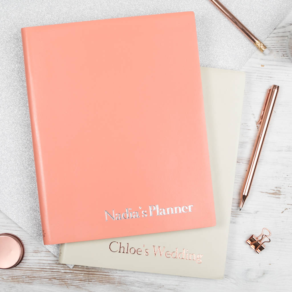personalised leather wedding planner notebook by begolden
