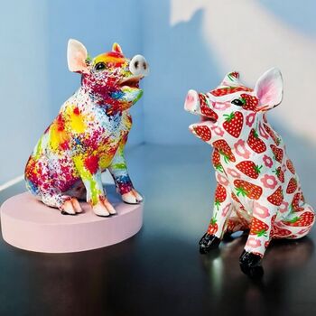 Strawberry Pig And Splash Art Pig Sculptures, 5 of 11