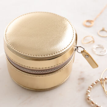 Round Gold Travel Jewellery Box For Her, 3 of 4