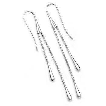 925 Sterling Silver Designer Double Drop Earrings, 2 of 2