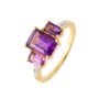 Sterling Silver Gold Plated Amethyst And Diamond Trilogy Ring, thumbnail 2 of 6