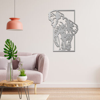 African Elephant Wooden Wall Art Modern Gift Idea, 10 of 11