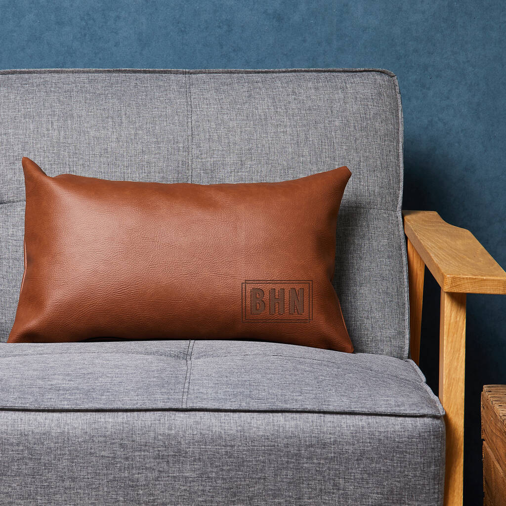 Personalised Monogram Vegan Leather Cushion By Dust and Things