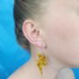 Gold Glitter Acrylic Lightning Bolt Hoop Earrings, thumbnail 2 of 2