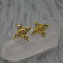 Rainbow Moonstone Gold Studs: Sterling Silver Earrings, thumbnail 2 of 7