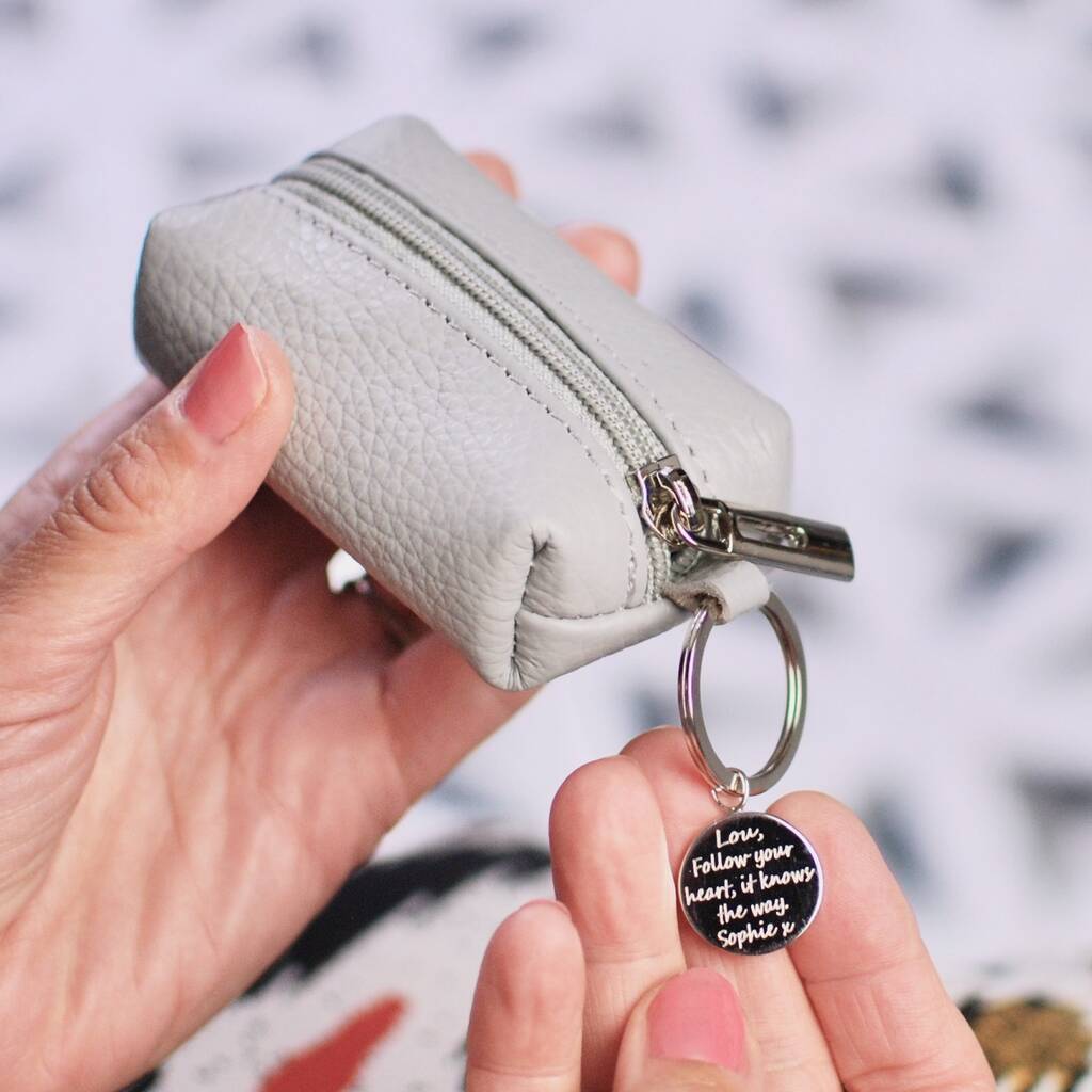 Genuine Leather Coin Purse Keychain for Women Marshal Coin Pouch