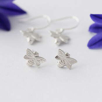Bee Earrings In Silver, 4 of 7