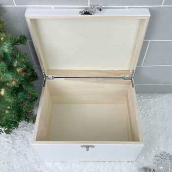 Personalised White Wooden Santa Paws Pet Christmas Eve Box Three Sizes 22cm | 27cm | 30cm, 5 of 7