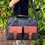 Black Premium Leather Holdall, Travel Tote, Flight Bag, Gym Bag, thumbnail 2 of 6