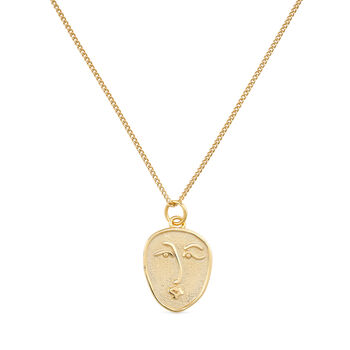 Dainty 18 K Gold Face Minimalist Necklace, 4 of 4