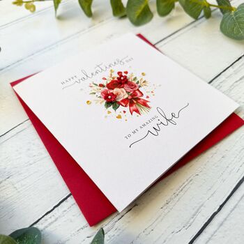 Handmade Bouquet Valentine's Day Card For Wife, Girlfriend Or Fiancee, 3 of 9