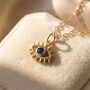 Mini Evil Eye Dark Blue Gold Plated Charm Necklace, thumbnail 1 of 4