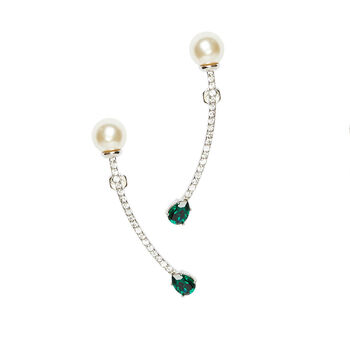 Bias Gold Plated Pearl Curved Earrings, 7 of 7