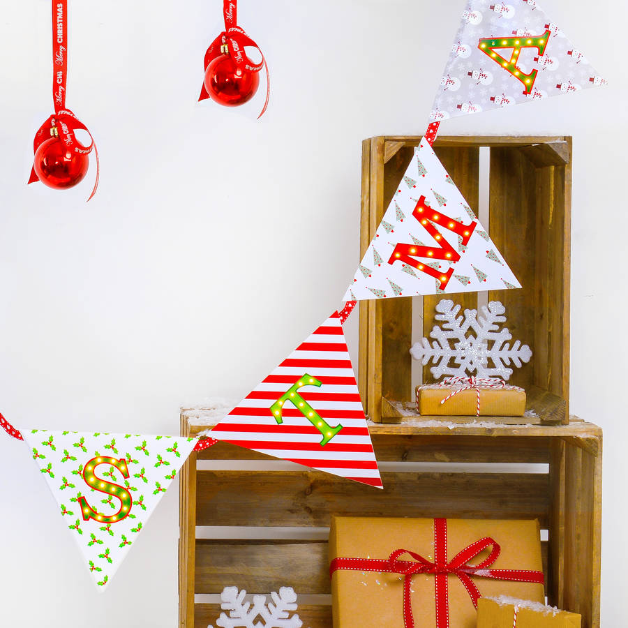 merry christmas light up bunting by letteroom | notonthehighstreet.com