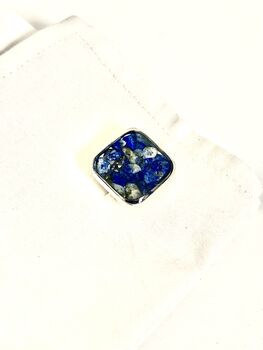 Steel And Lapis Lazuli Cufflinks, 3 of 6