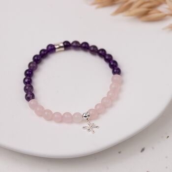 Pisces Birthstone Bracelet With Gemstones And Sterling Silver Zodiac Charm, 2 of 4