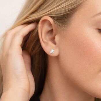 Sterling Silver Monstera Leaf Stud Earrings – 8mm X 7mm, 3 of 8