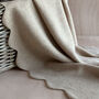 Pure Cashmere Scalloped Edge Baby Blanket In Soft Beige, thumbnail 2 of 8