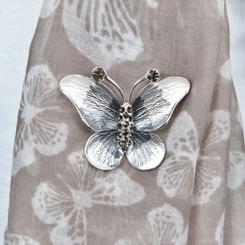 Butterfly Silhouette Scarf And Butterfly Brooch Set, 5 of 7