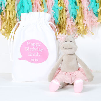 Plush Ballerina Hippo And Personalised Gift Bag, 2 of 5