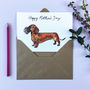Sausage Dog With A Flower Bouquet Mother's Day Card, thumbnail 1 of 2
