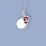 Genuine Pink Tourmaline Cz Necklace In Sterling Silver, thumbnail 2 of 12