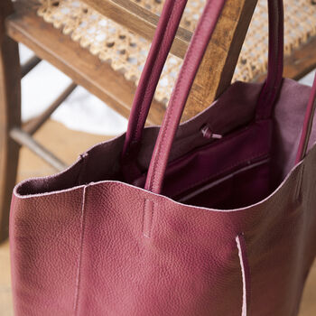 Burgundy Soft Leather Tote Shopper, 2 of 9