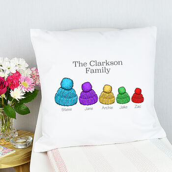 Personalised Family Bobble Hat Cushion, 2 of 4