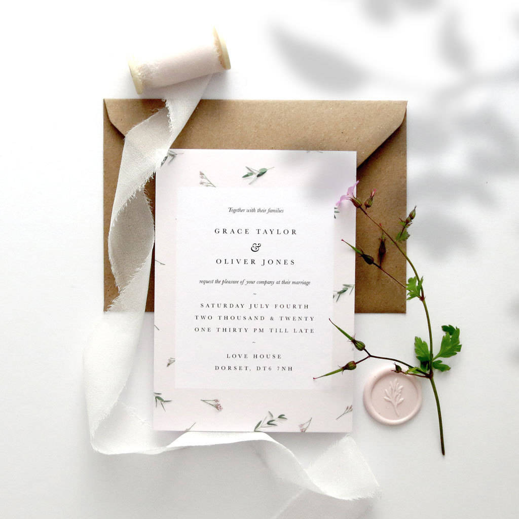 floral blush wedding invitation by confetti designs ...