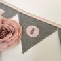 Bunting Personalised Luxury Grey And Pink New Baby Girl, thumbnail 7 of 12