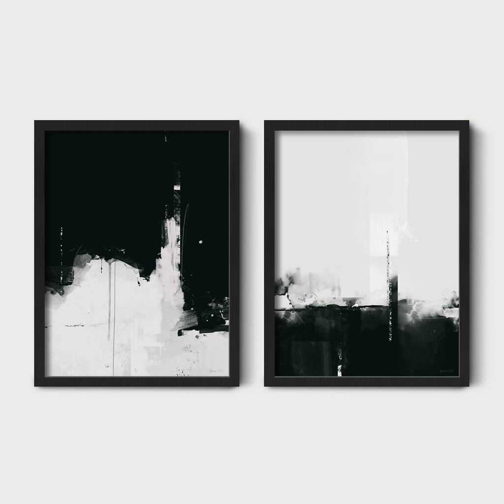 Black And White Abstract Prints Set Of Two By Green Lili ...