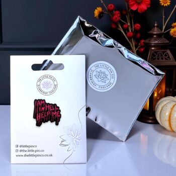 I Am In Hell Help Me Punk Horror Halloween Pin, 2 of 8