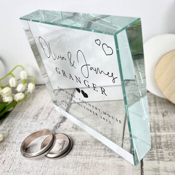 Personalised Wedding Script Text Crystal Token, 2 of 5