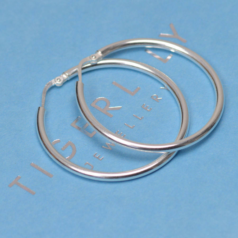 Medium Silver Hoop Earrings By TigerLily Jewellery