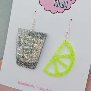 Tequila And Lime Resin Glitter Earrings, 3 of 4
