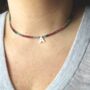Mother Of Pearl And Natural Tourmaline Initial Necklace, thumbnail 1 of 2