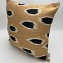 Square Ikat Silk Cushion Camel And Black Spot, thumbnail 4 of 9