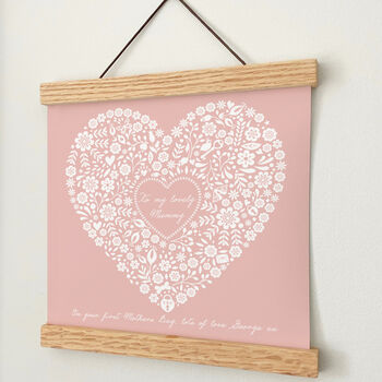 Personalised Mothers Day Floral Heart Oak Wall Hanging, 4 of 8