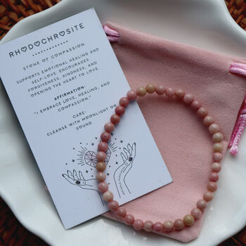 Rhodochrosite Crystal Bracelet For Self Love And Care, 2 of 5