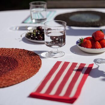 Block Stripe Napkins Set Of Two: Crimson Red/Blush, 5 of 6