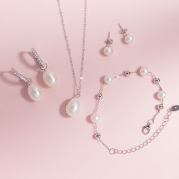 Pearl Station Bracelet In Sterling Silver And Gold Vermeil, 4 of 10