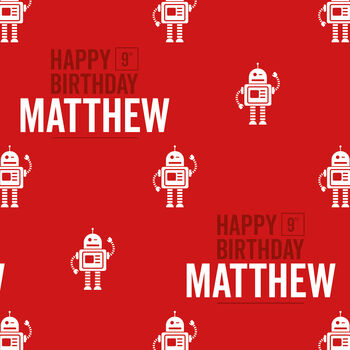 Personalised Birthday Robot Wrapping Paper, 3 of 7