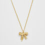 Gold Forget Me Not Bow Pendant Necklace, thumbnail 4 of 8