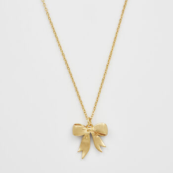 Gold Forget Me Not Bow Pendant Necklace, 4 of 8
