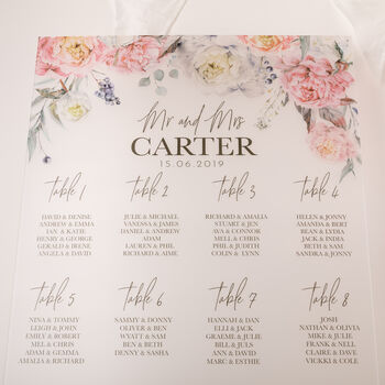 Peony Wedding Seating Plan In Frosted Acrylic, 2 of 4