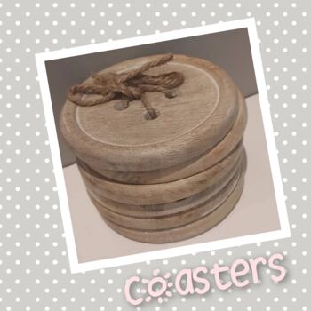 Wooden Button Coasters Set Of Six, 2 of 4