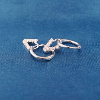 Silver Initials Hoop Earrings, Initial V Earrings, Pave Hoops, 6 of 7
