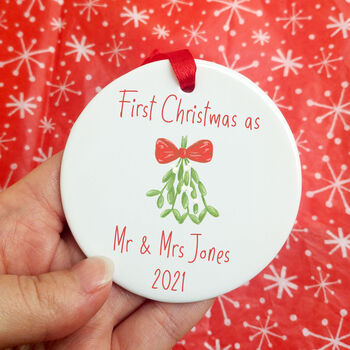 First Christmas As Mr And Mrs Mistletoe Decoration, 7 of 9