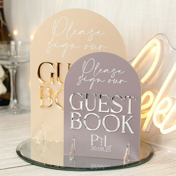 Manhattan Sign Our Guest Book Wedding Acrylic Sign, 2 of 9