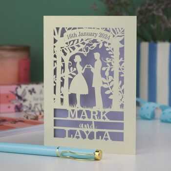 Personalised Papercut Couple Wedding Date Card, 4 of 8